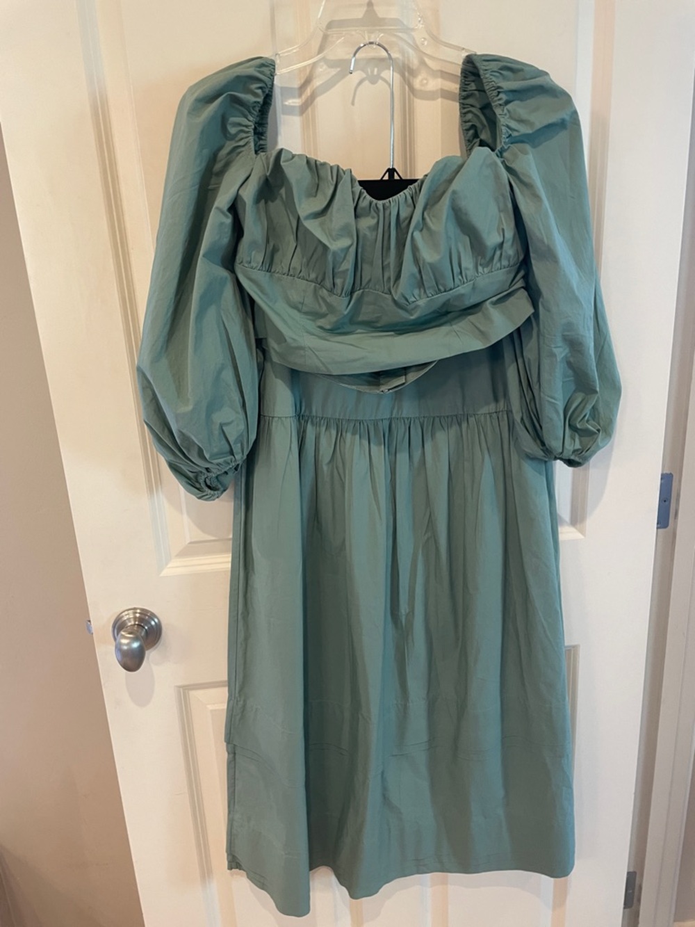 SHEIN 100% Cotton Sage Green Puff Sleeve Midi Matching Set - Picture 6 of 6